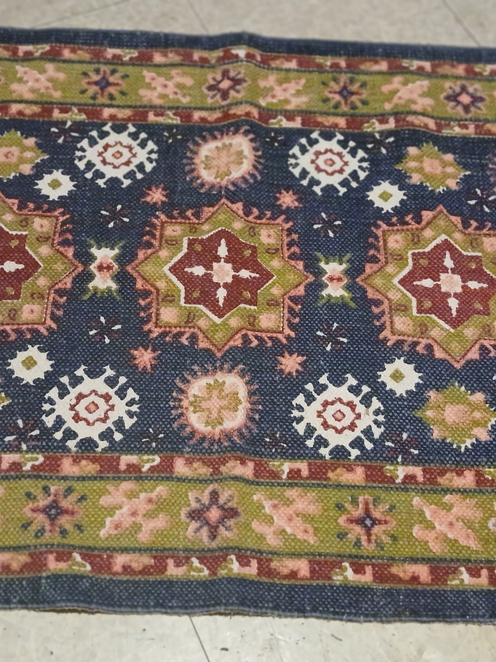 Vintage Blue and Green Bohemian Medallion Rug